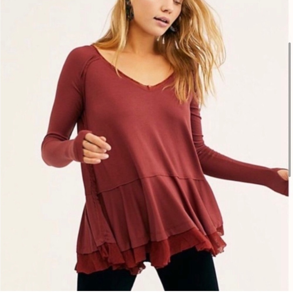 Free People (We The Free) long sleeve peplum tee